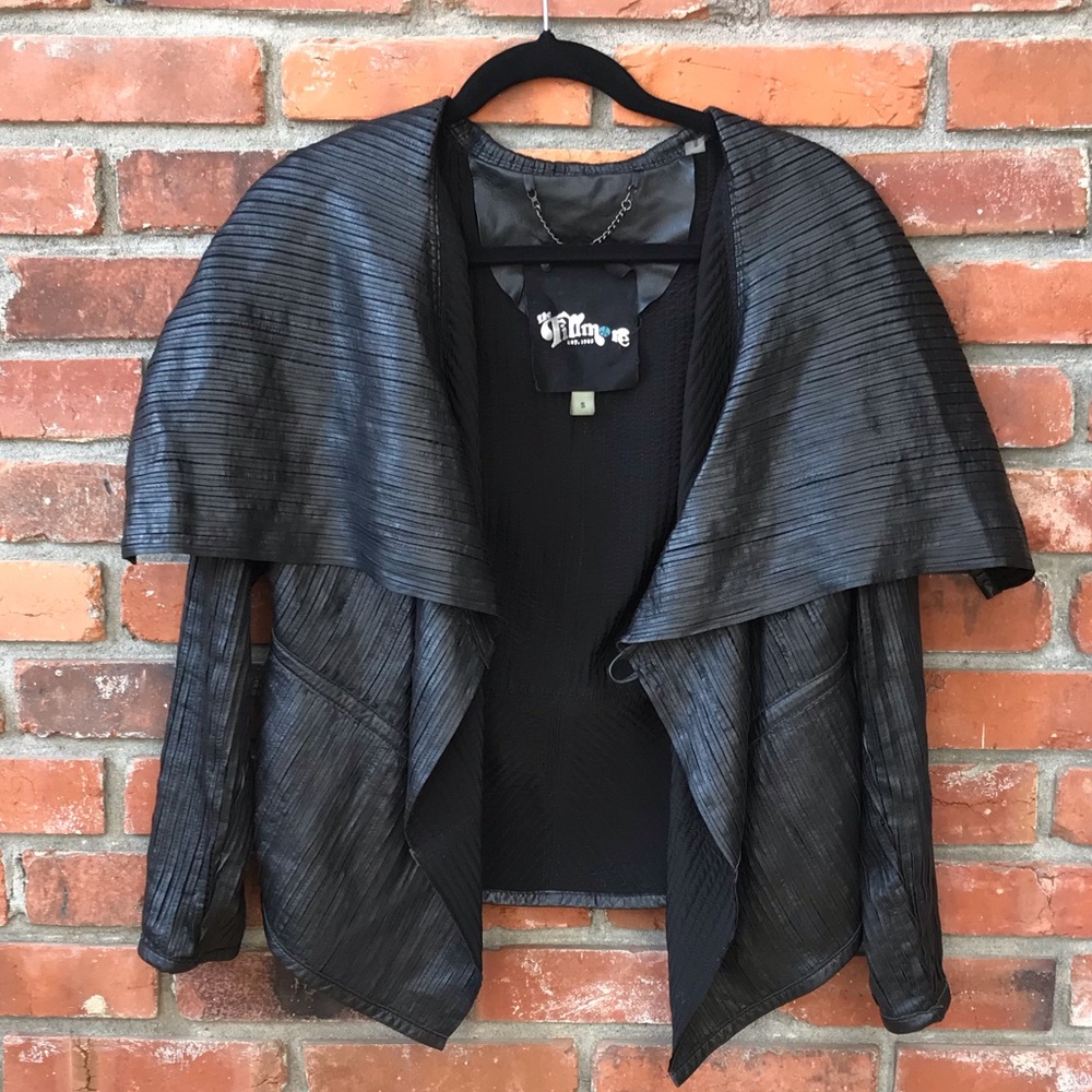 The Fillmore textured leather jacket shawl collar